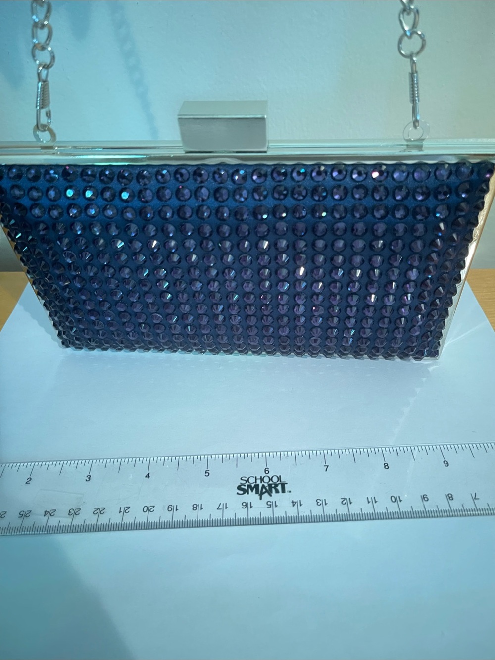 NEW AQUA Blue Crystal Minaudiere Evening Clutch Exclusive